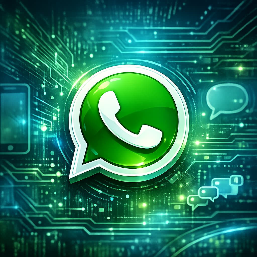 WhatsApp icon with technological background