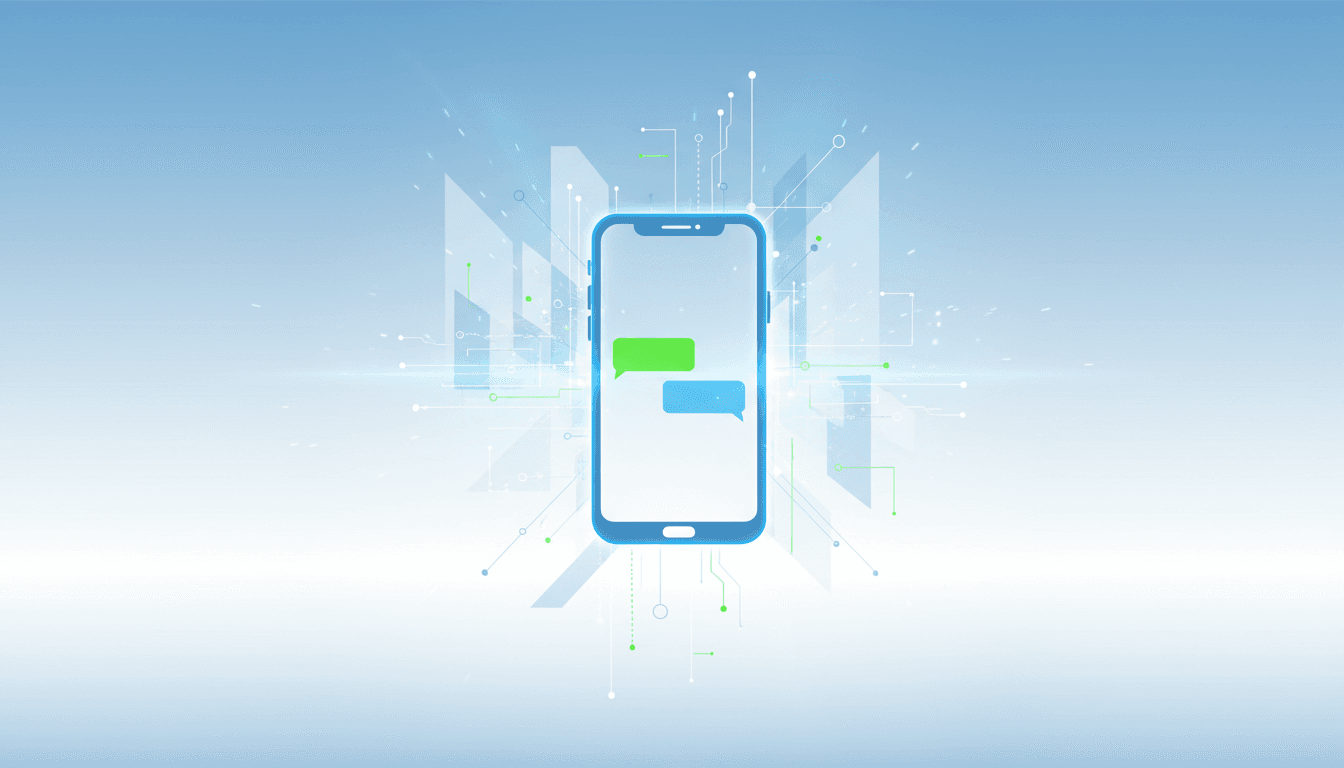 Interfaz digital futurista con smartphone seguro mostrando comunicación por WhatsApp