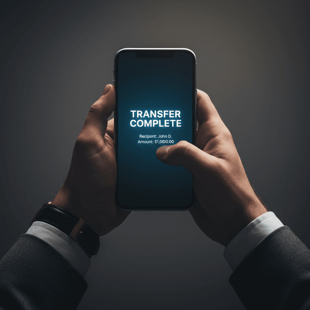 Mobile banking confirmation of fund transfer