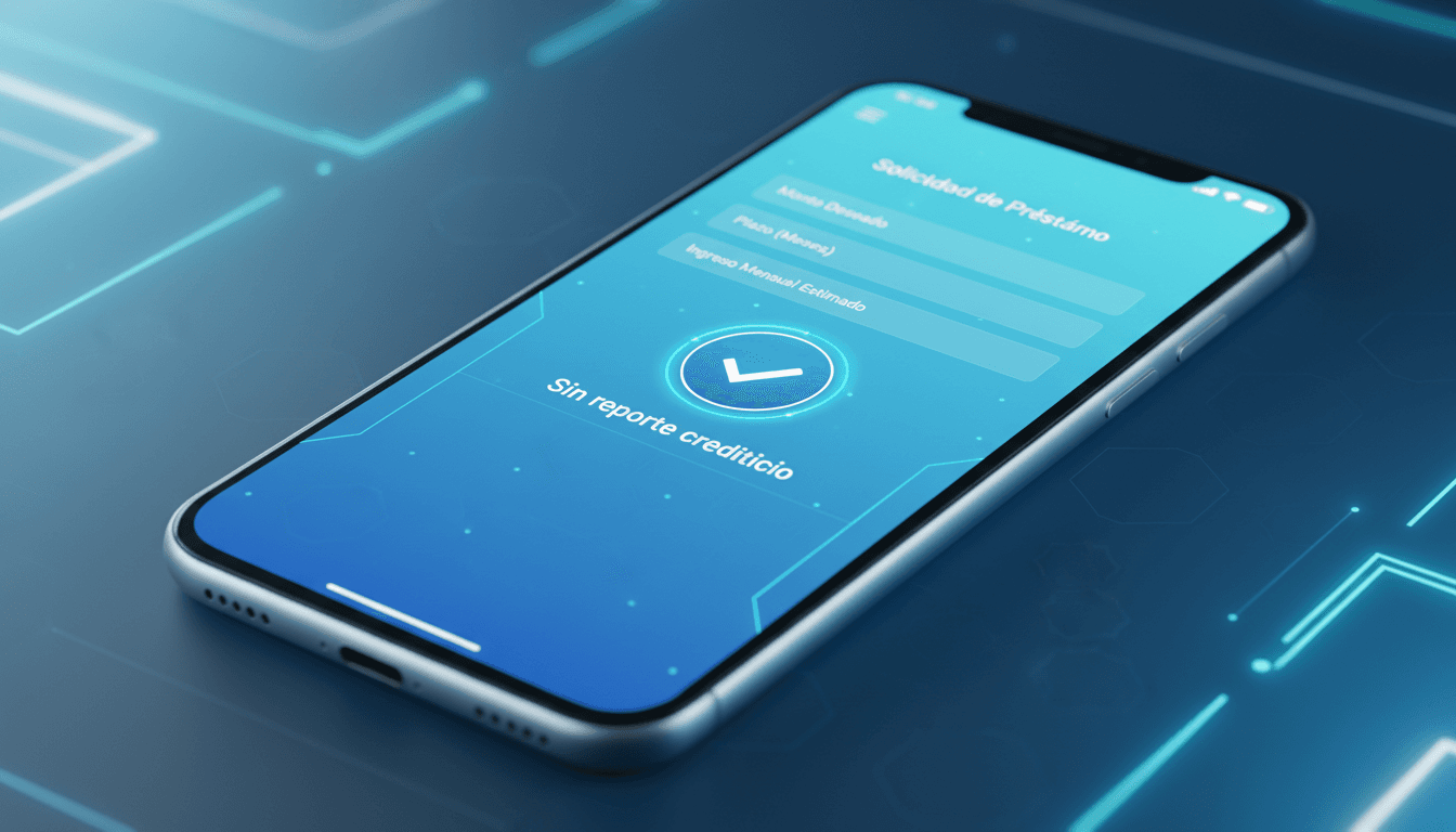 Interfaz digital mostrando solicitud sin historial crediticio
